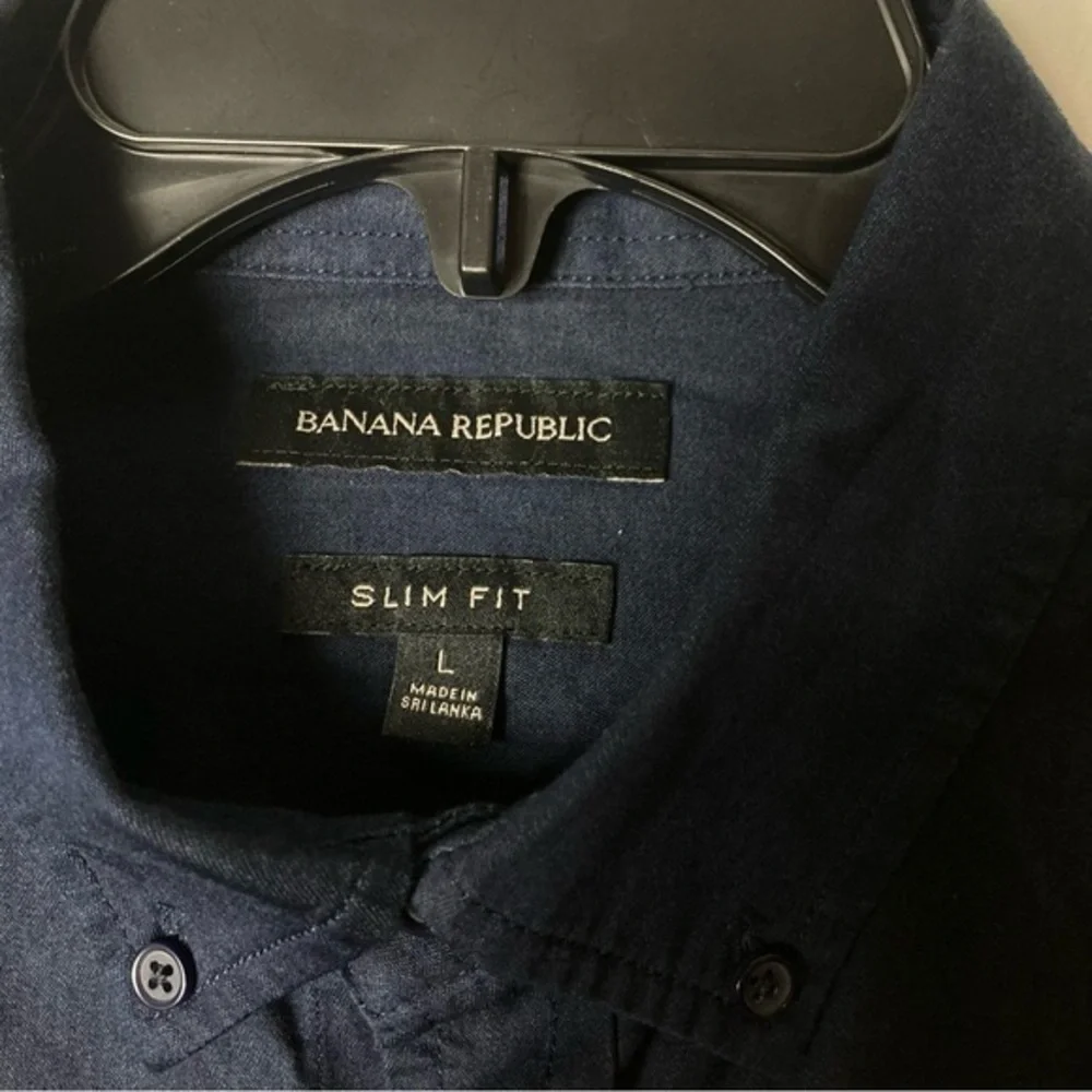 New Banana Republic Navy Blue Long Sleeve Cotton Dress Button Shirt Men’s Large